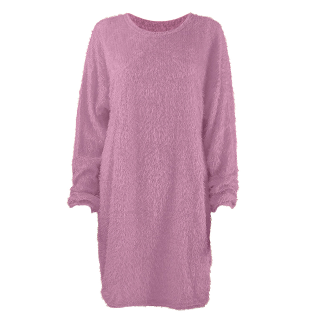 Women's Loose Fit Long-Sleeve Midi Dress