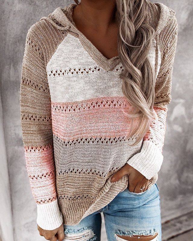 Striped Hooded Sweater Autumn Winter Style Comfortable Fabric Trendy Design Wholesale Available