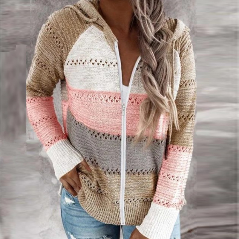 Striped Hooded Sweater Autumn Winter Style Comfortable Fabric Trendy Design Wholesale Available