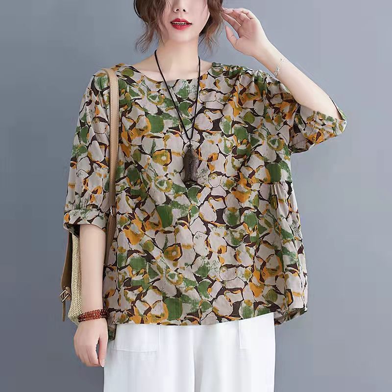 Cotton Linen Womens Casual Short Sleeve T Shirt Loose Fit Summer Style Flattering for Plus Sizes Wholesale Available