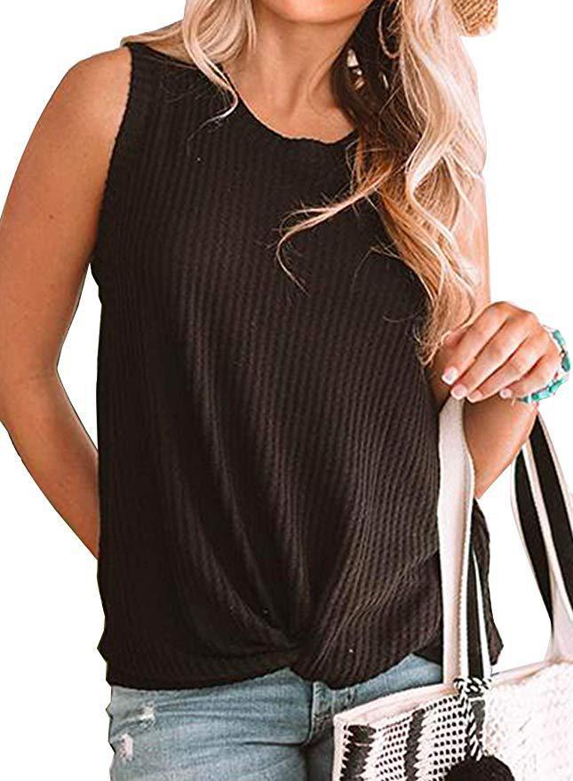 Twisted Hem Sleeveless T Shirt Fashionable Casual Style Round Neck Wholesale Supply Available custom packaging