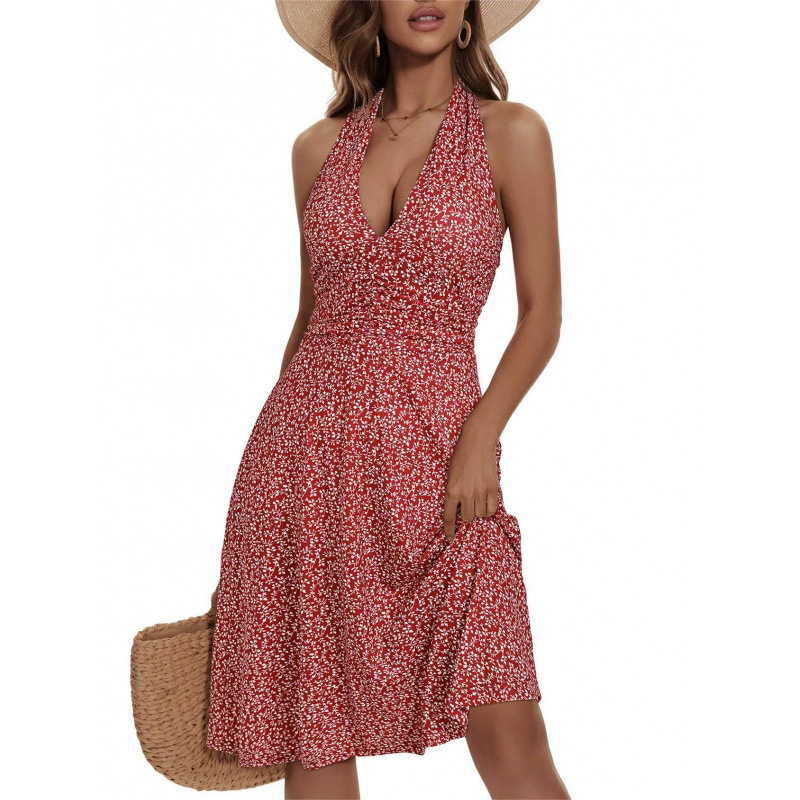 Women's Floral Casual V-Neck Office Dress