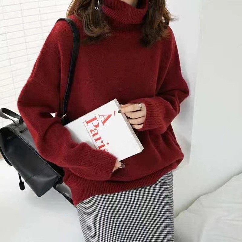 Womens Oversized Turtleneck Sweater Thick Knit Casual Style Versatile for Autumn and Winter Wholesale Available
