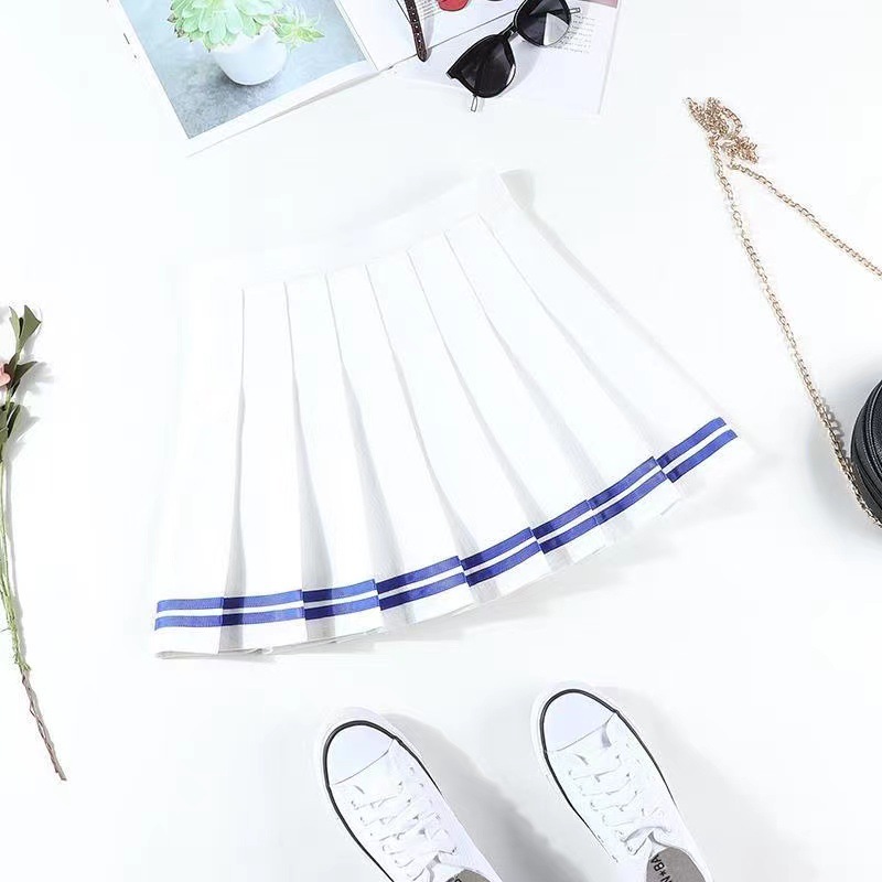 Pleated Skirt for Women High Waist A Line Elastic Waistband Korean Style Spring Summer Plus Size School Uniform