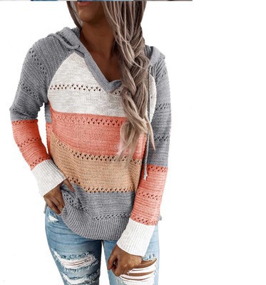 Striped Hooded Sweater Autumn Winter Style Comfortable Fabric Trendy Design Wholesale Available