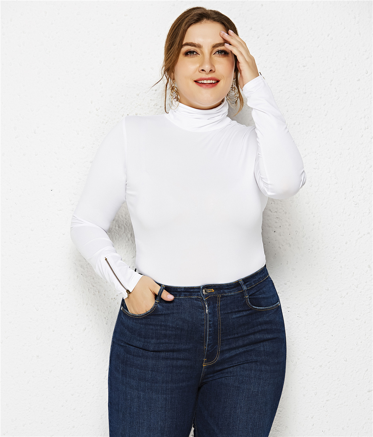 Women's Long-Sleeve Solid Color Dress