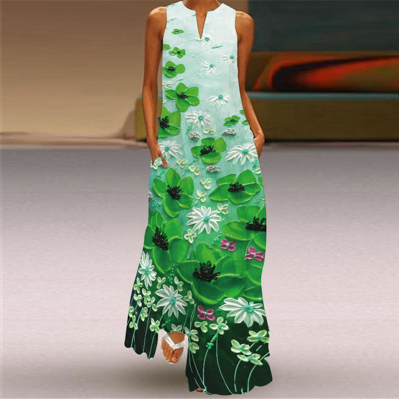 Women's Floral Summer Sleeveless Maxi Dress