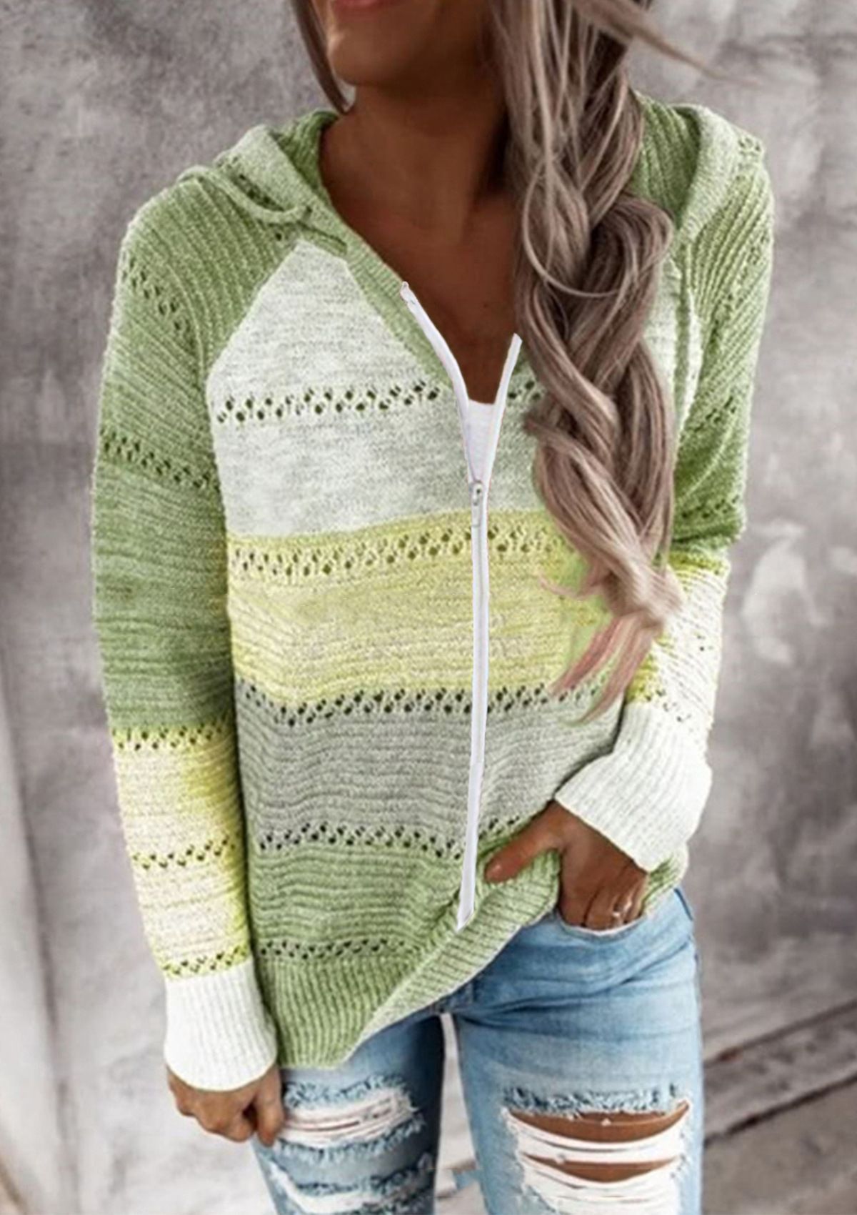 Striped Hooded Sweater Autumn Winter Style Comfortable Fabric Trendy Design Wholesale Available