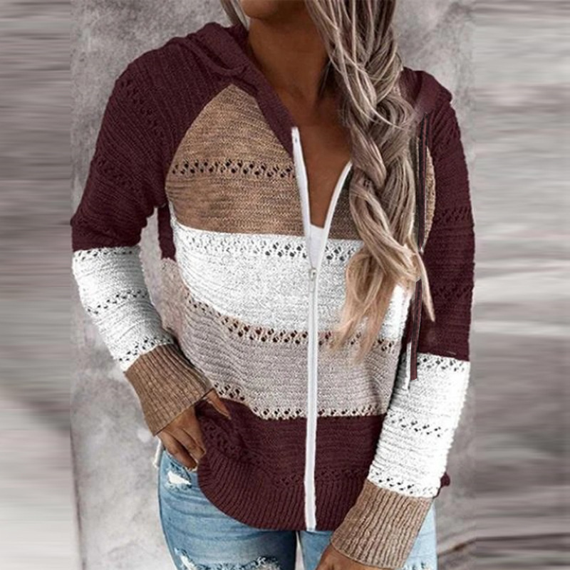 Striped Hooded Sweater Autumn Winter Style Comfortable Fabric Trendy Design Wholesale Available