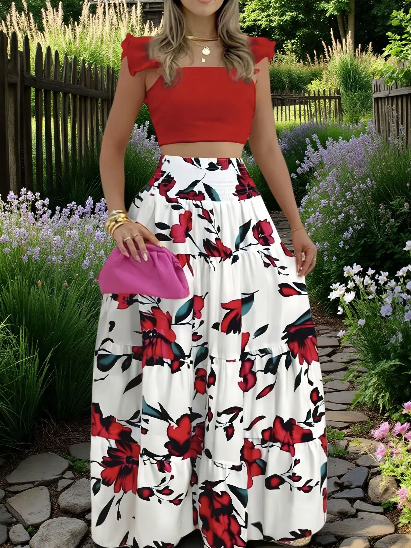 Printed Red Flower
