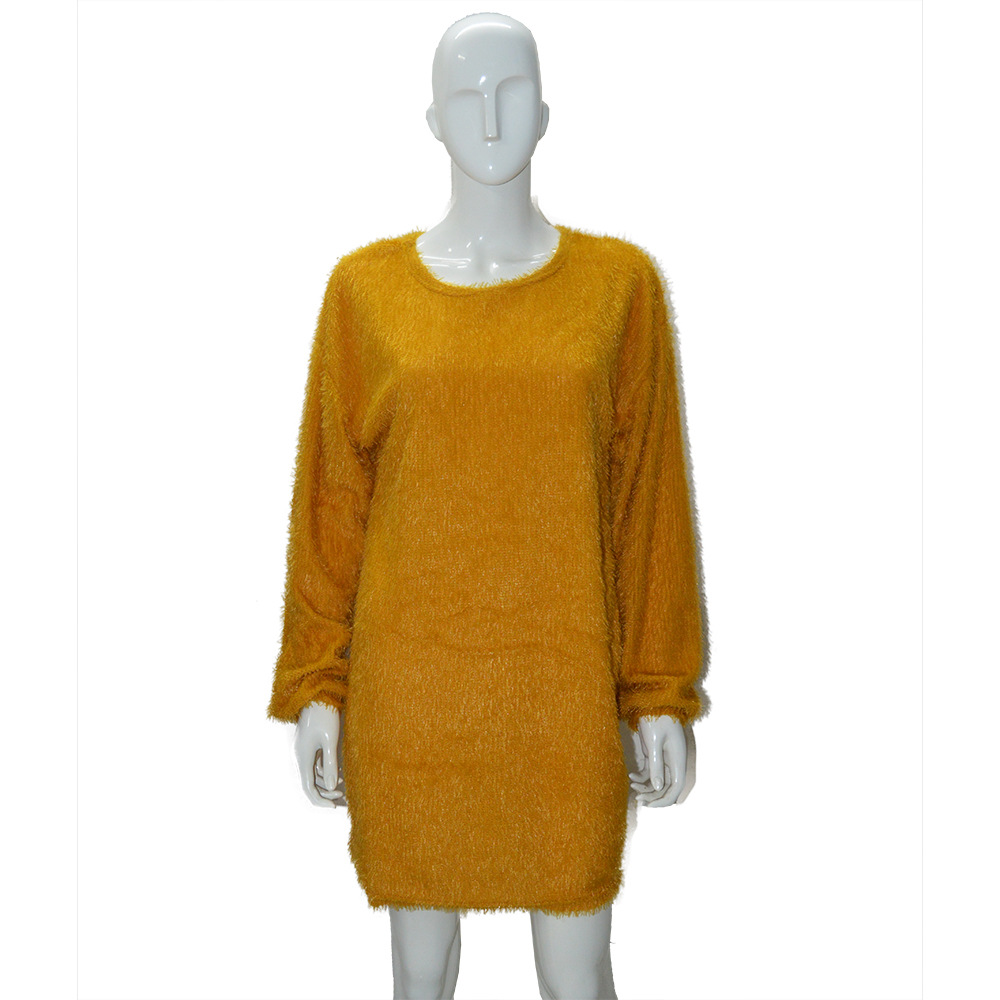 Women's Loose Fit Long-Sleeve Midi Dress