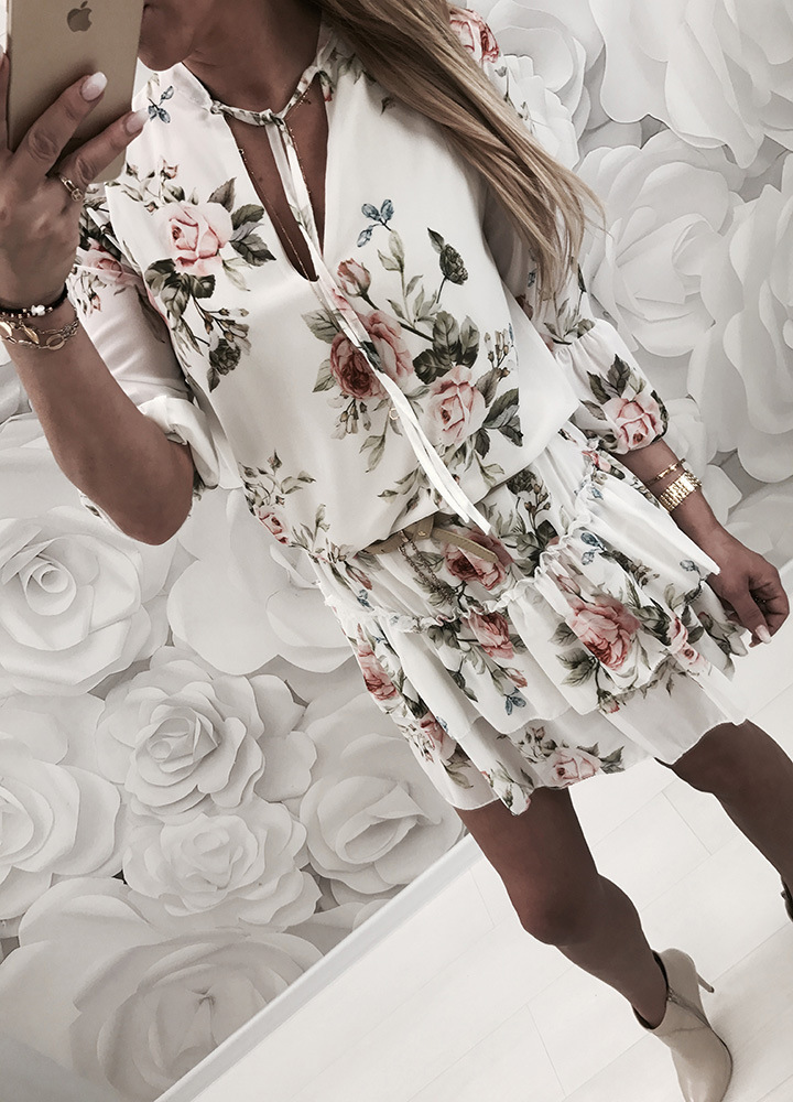 V Neck Ruffle Hem Dress Elegant Sexy European Style Perfect for Spring Occasions Wholesale Available