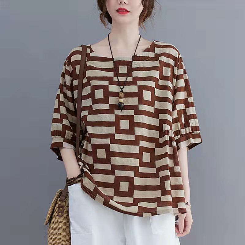 Cotton Linen Womens Casual Short Sleeve T Shirt Loose Fit Summer Style Flattering for Plus Sizes Wholesale Available
