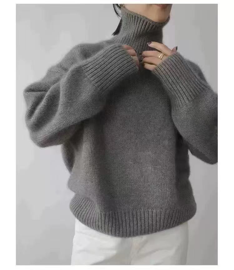 Womens Oversized Turtleneck Sweater Thick Knit Casual Style Versatile for Autumn and Winter Wholesale Available