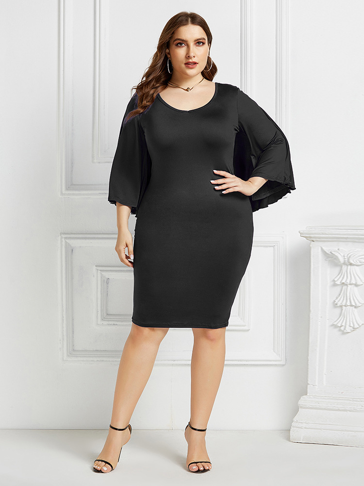 Plus Size Batwing Cape Dress Stretchy Sexy Backless Bodycon Fit Fashionable for Parties or Casual Wear Wholesale