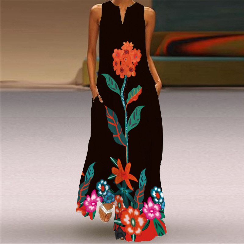 Women's Floral Summer Sleeveless Maxi Dress