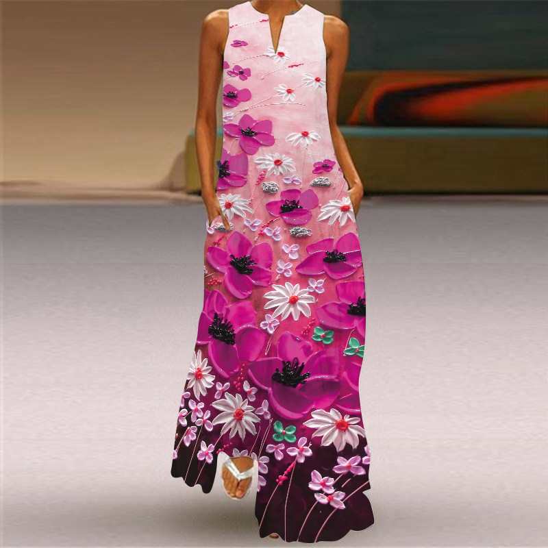 Women's Floral Summer Sleeveless Maxi Dress