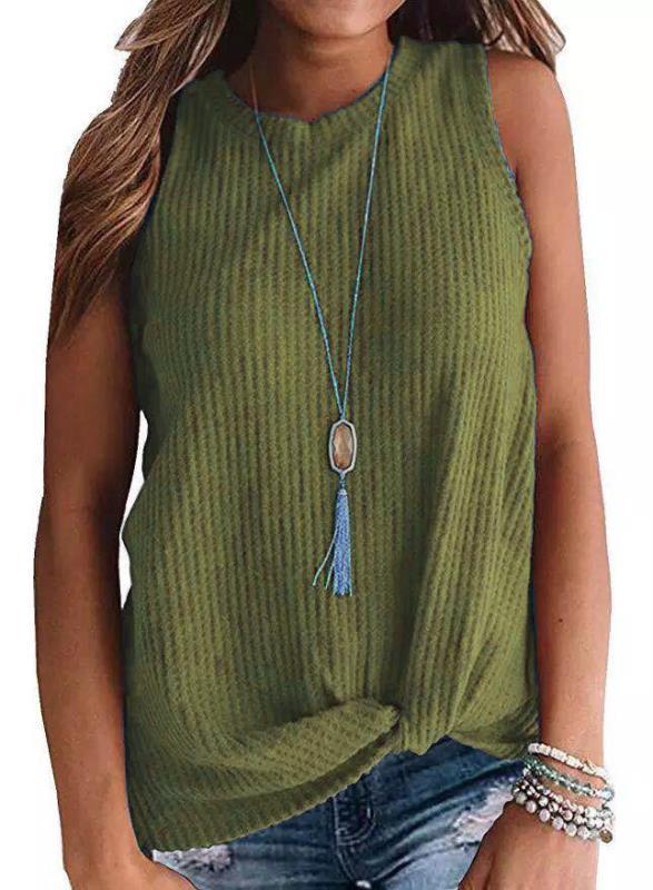 Twisted Hem Sleeveless T Shirt Fashionable Casual Style Round Neck Wholesale Supply Available custom packaging