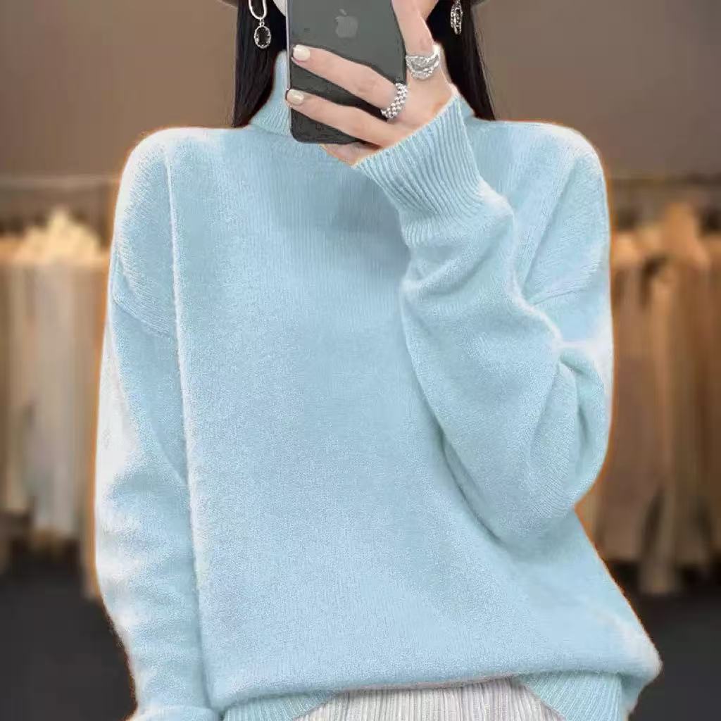 Womens Oversized Turtleneck Sweater Thick Knit Casual Style Versatile for Autumn and Winter Wholesale Available