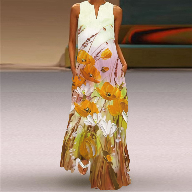 Women's Floral Summer Sleeveless Maxi Dress