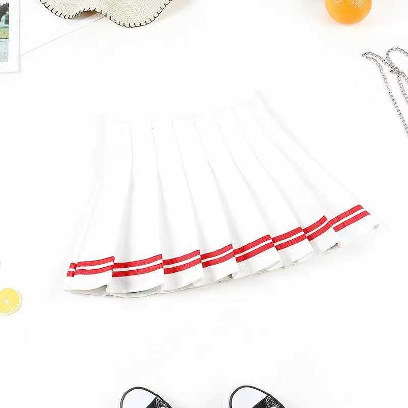 Pleated Skirt for Women High Waist A Line Elastic Waistband Korean Style Spring Summer Plus Size School Uniform