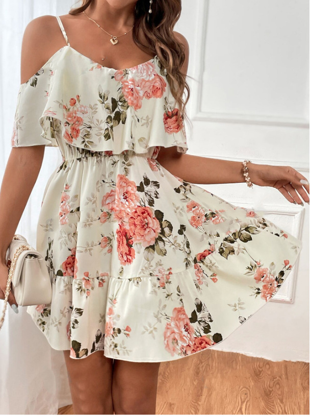 Women's Bohemian Floral Strappy Dress