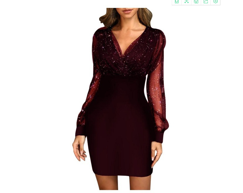 Sheer V Neck Sequin Evening Dress Slim Fit Elegant Sexy Perfect for Parties and Special Occasions Wholesale