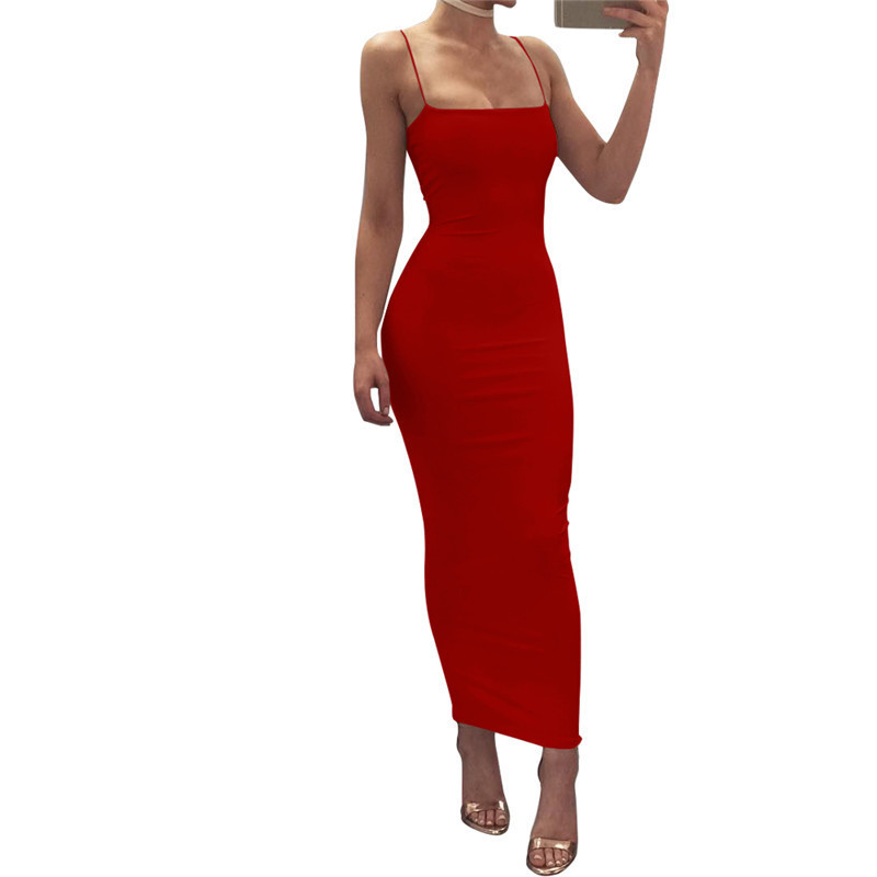 Women's Summer Elegant Slim Fit Strappy Maxi Dress
