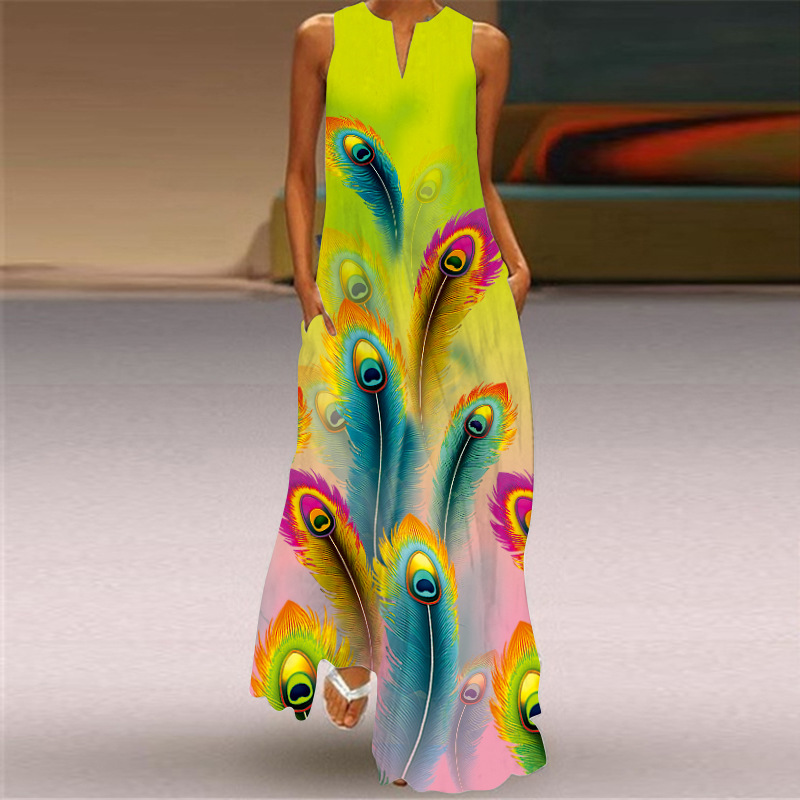 Women's Floral Summer Sleeveless Maxi Dress