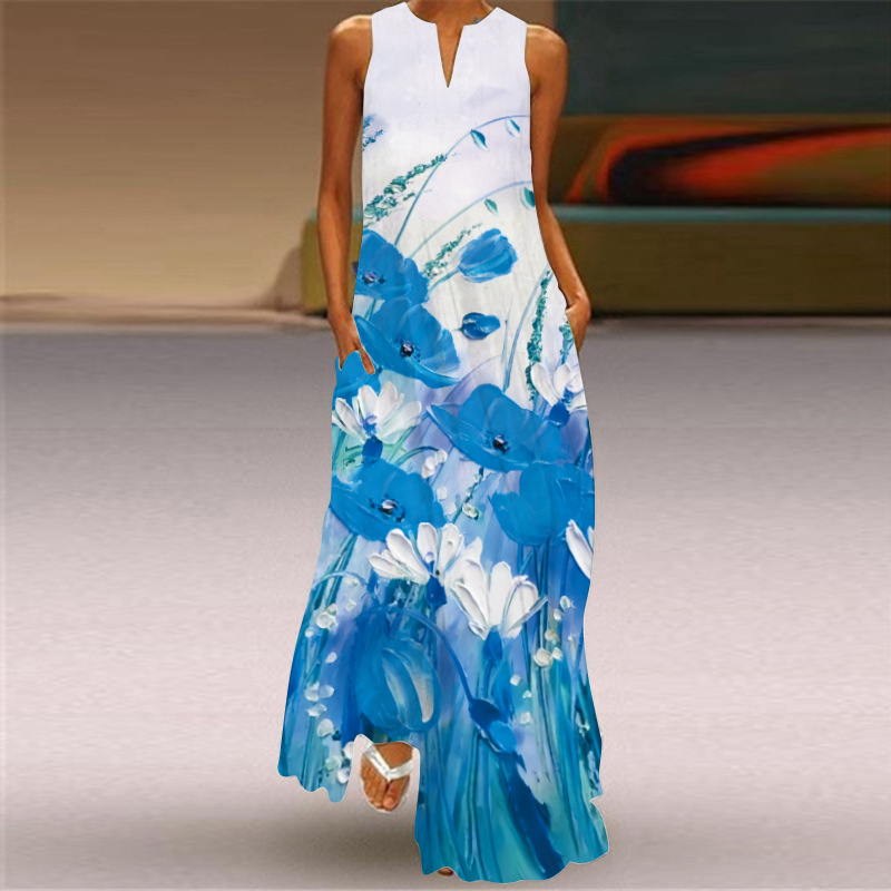 Women's Floral Summer Sleeveless Maxi Dress