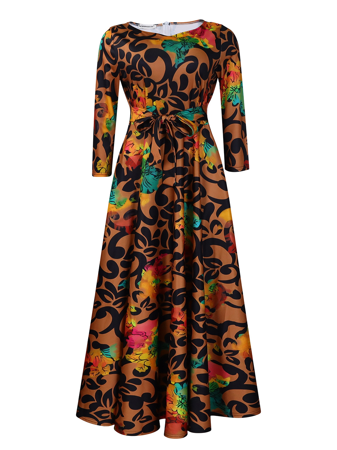 Brown with black flowers