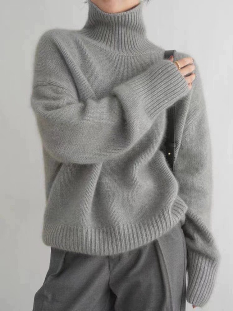Womens Oversized Turtleneck Sweater Thick Knit Casual Style Versatile for Autumn and Winter Wholesale Available