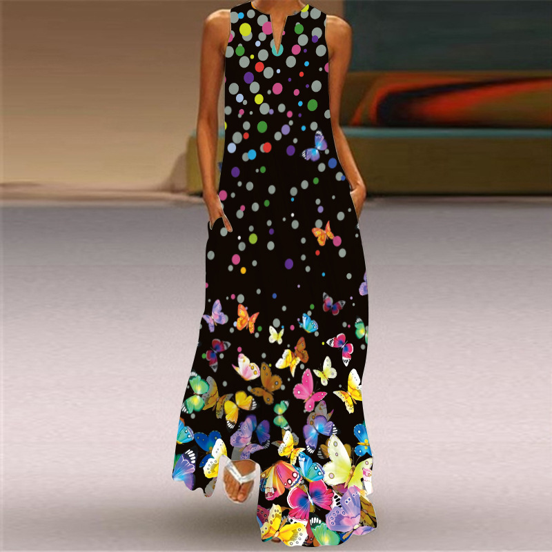 Women's Floral Summer Sleeveless Maxi Dress