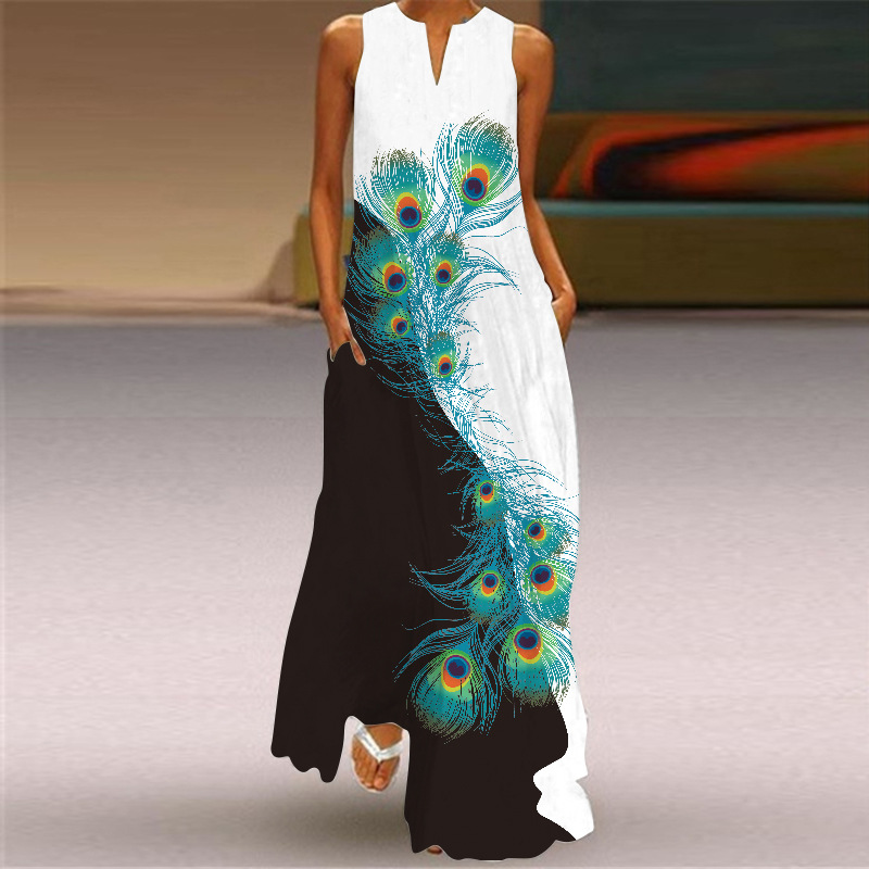 Women's Floral Summer Sleeveless Maxi Dress