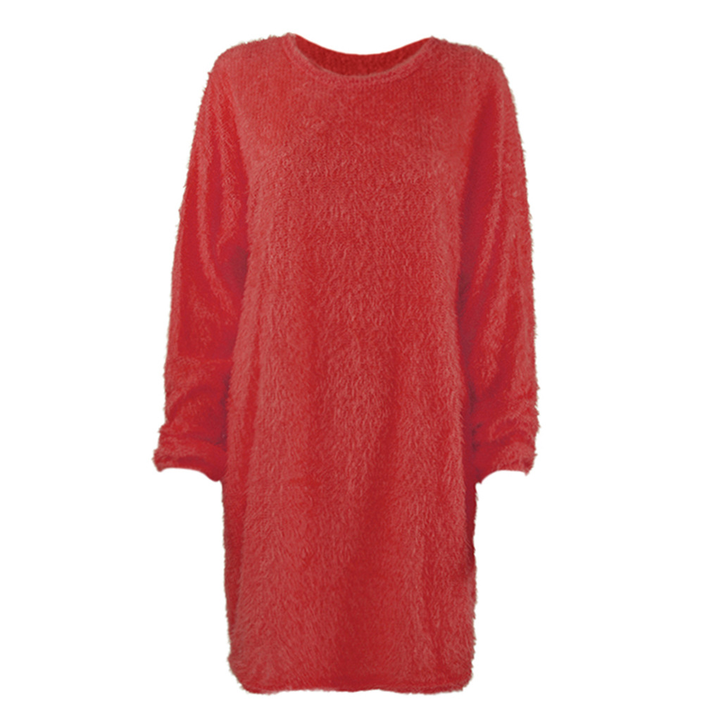 Women's Loose Fit Long-Sleeve Midi Dress