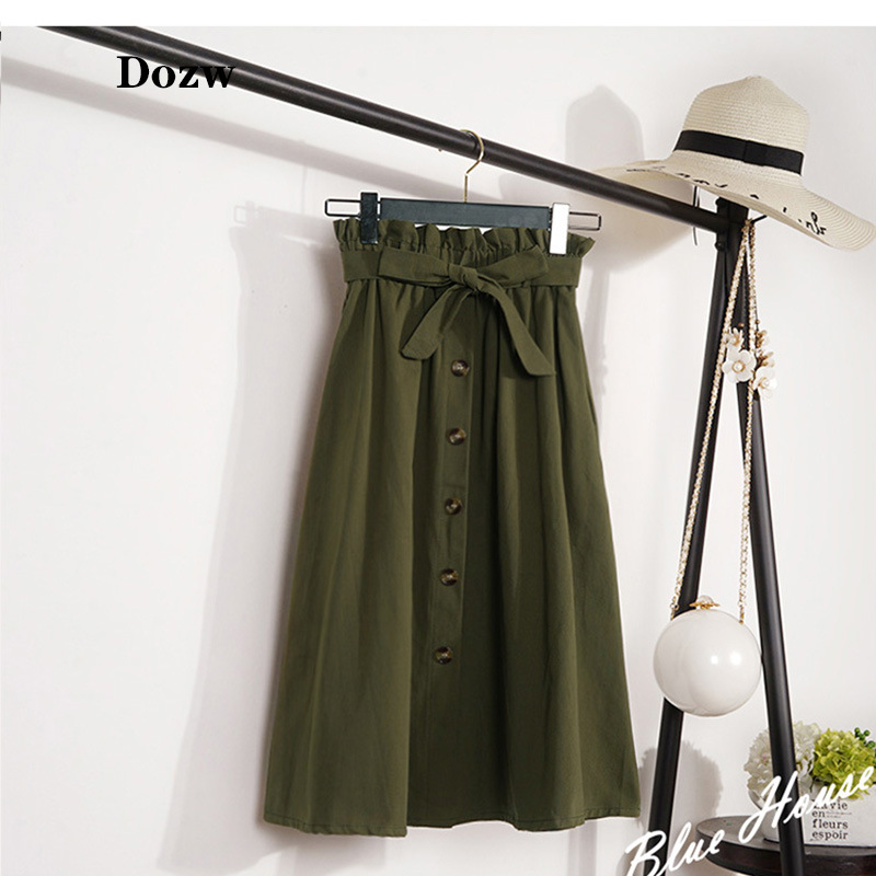 High Waisted A Line Midi Skirt Floral Print Button Closure Pleated Design Summer Fashion for Women Wholesale
