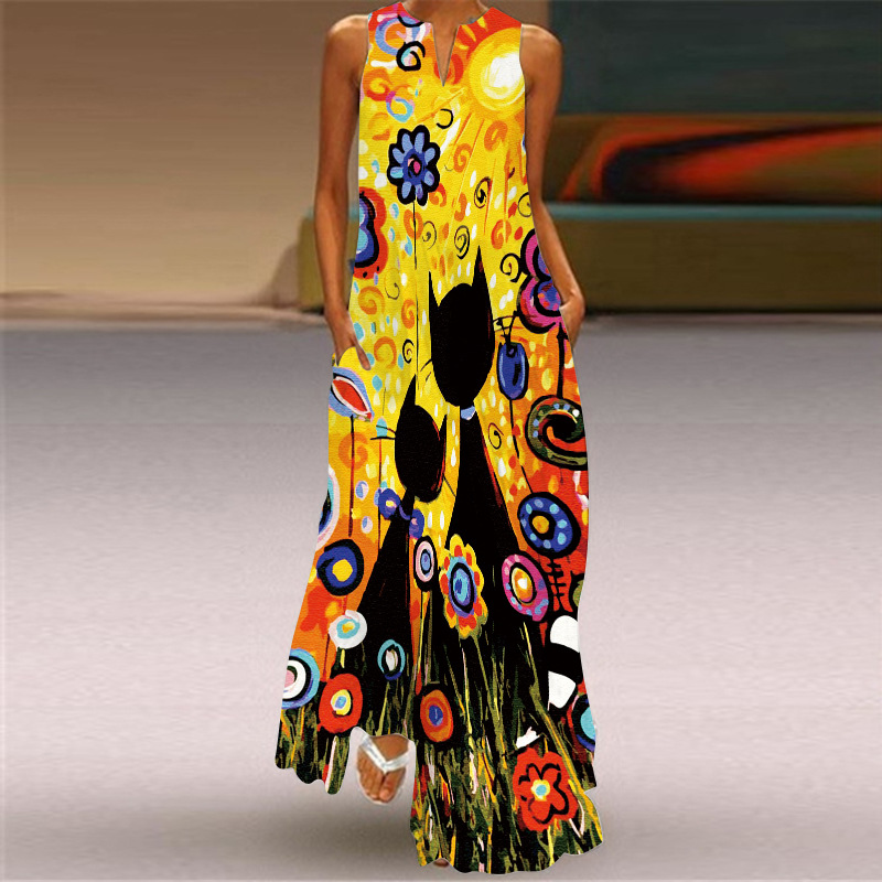Women's Floral Summer Sleeveless Maxi Dress