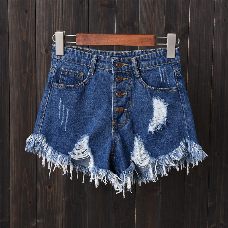 Womens Distressed Gray Denim Shorts Plus Size Loose Fit Frayed Hem Summer Casual Wear Wholesale Available