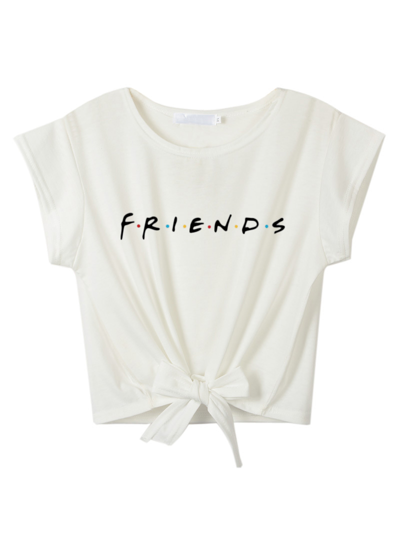Cotton Crop Top Short Sleeve Round Neck Knot Design Casual Wear for Women Wholesale Available