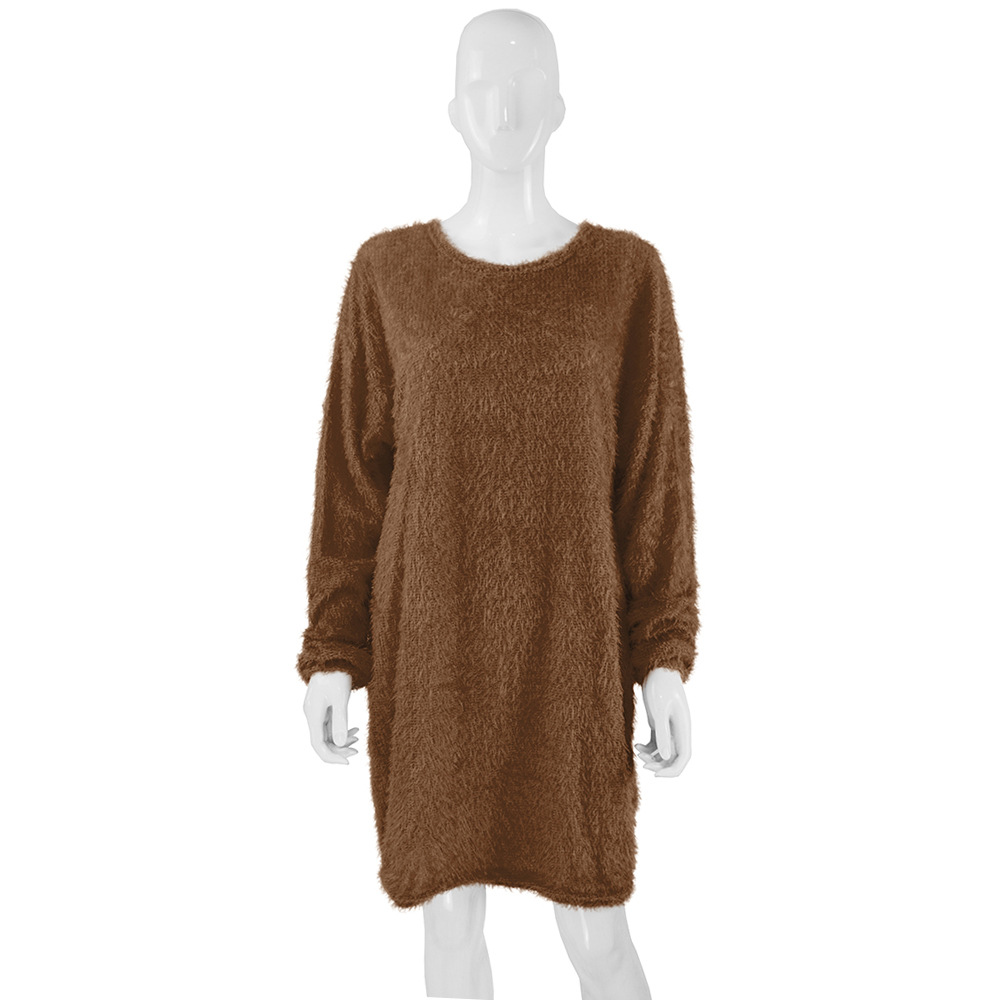 Women's Loose Fit Long-Sleeve Midi Dress
