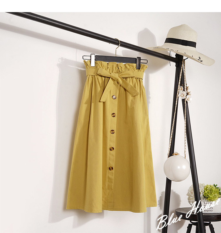 High Waisted A Line Midi Skirt Floral Print Button Closure Pleated Design Summer Fashion for Women Wholesale