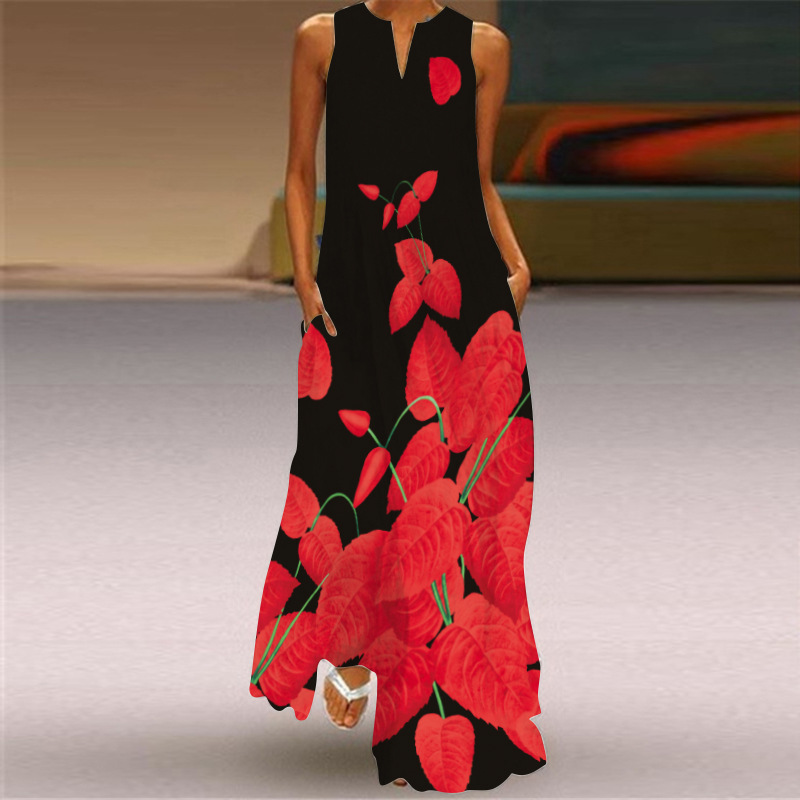 Women's Floral Summer Sleeveless Maxi Dress
