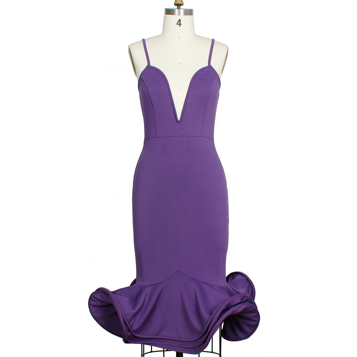 Elegant Womens Deep V Neck Bodycon Evening Dress Spaghetti Straps Mermaid Hem Party Wear Wholesale Availability