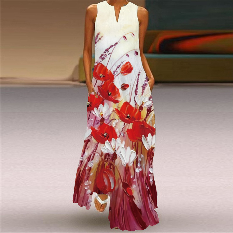 Women's Floral Summer Sleeveless Maxi Dress