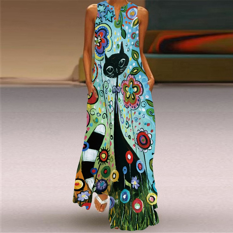 Women's Floral Summer Sleeveless Maxi Dress