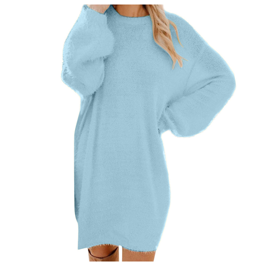 Women's Loose Fit Long-Sleeve Midi Dress