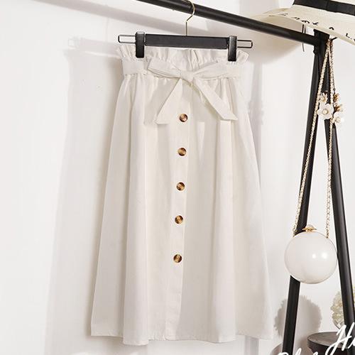 High Waisted A Line Midi Skirt Floral Print Button Closure Pleated Design Summer Fashion for Women Wholesale