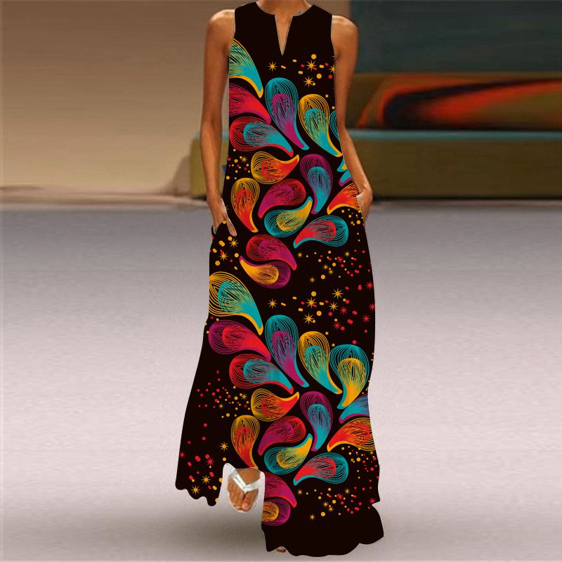 Women's Floral Summer Sleeveless Maxi Dress