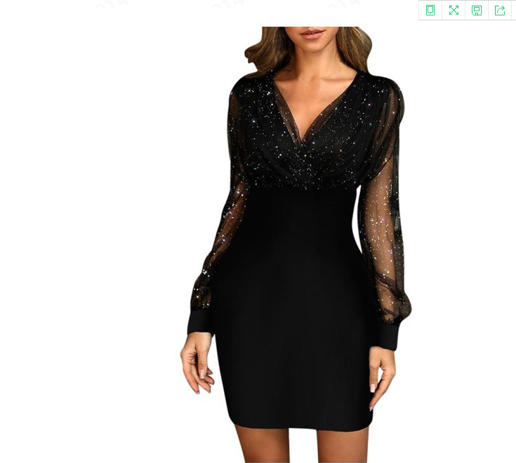 Sheer V Neck Sequin Evening Dress Slim Fit Elegant Sexy Perfect for Parties and Special Occasions Wholesale