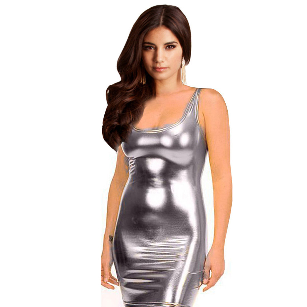 PU Faux Leather Pullover Dress Stylish Trendy Nightclub Wear Autumn and Spring Collection Wholesale Available